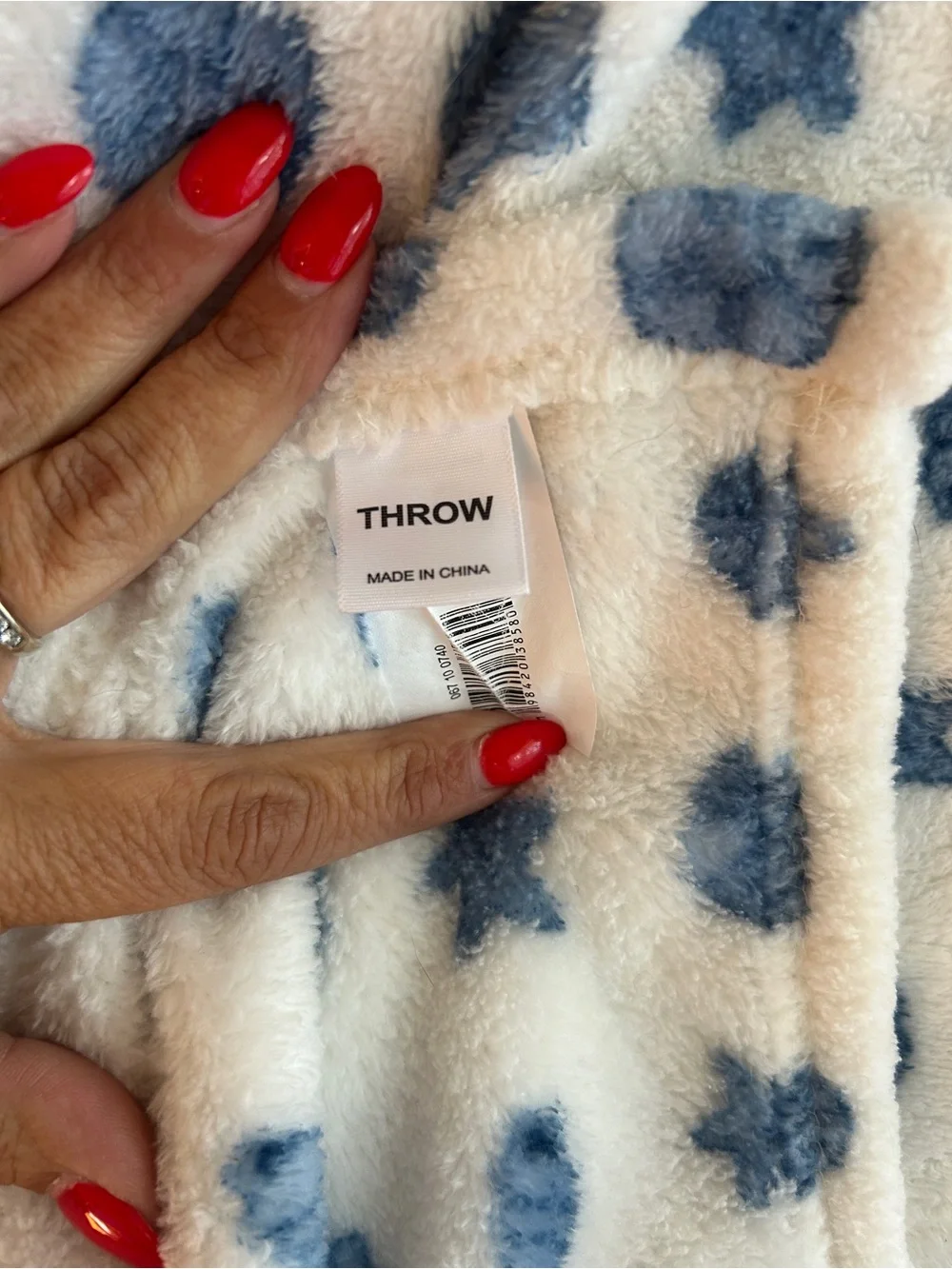Target White and Blue Star & Shell Plush Throw Blanket
